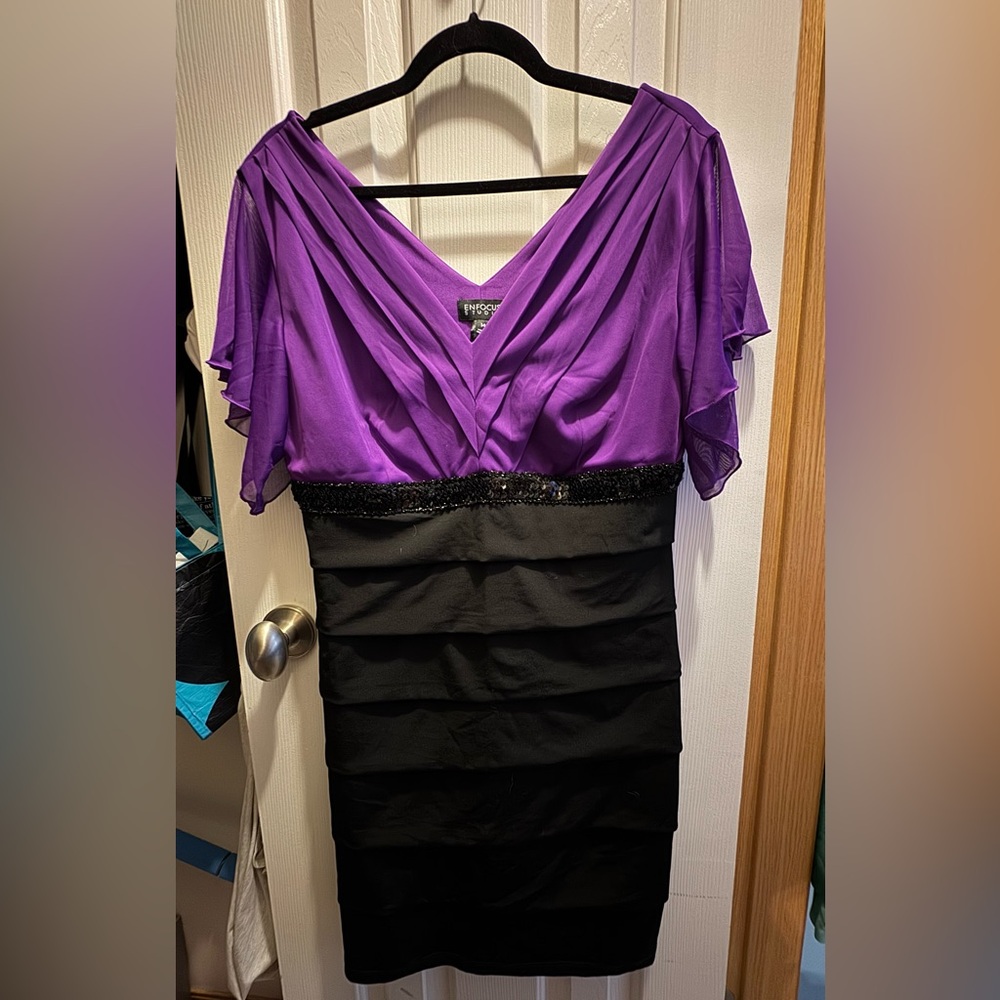 Enfocus Studio Vibrant Purple and Black Dress